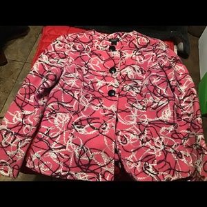 Pink/White/Black Blazer Jacket.  Swirls are fuzzy.
